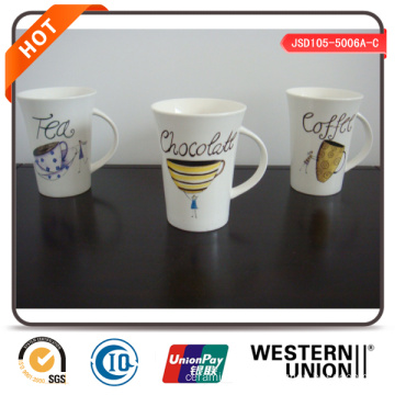 Thin Porcelain Coffee Mug with Painting